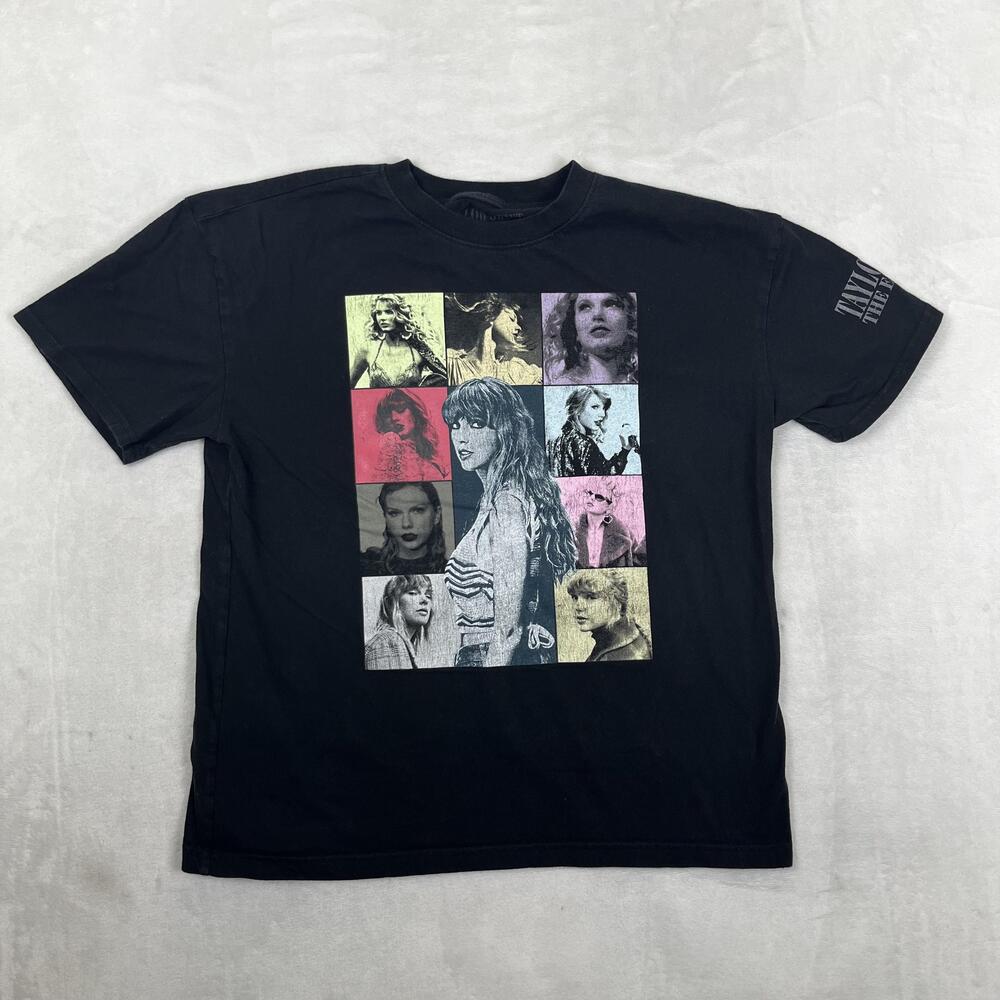 Taylor Swift The Eras Tour Shirt Size S Black Collage Graphic Double Sided Tee